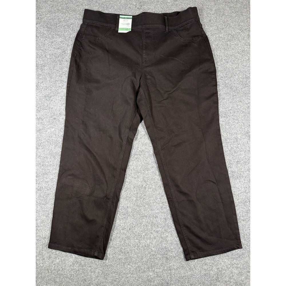 Terra & Sky Pants Womens 2X 20W-22W Black Stretch Pull On Straight Leg NWT